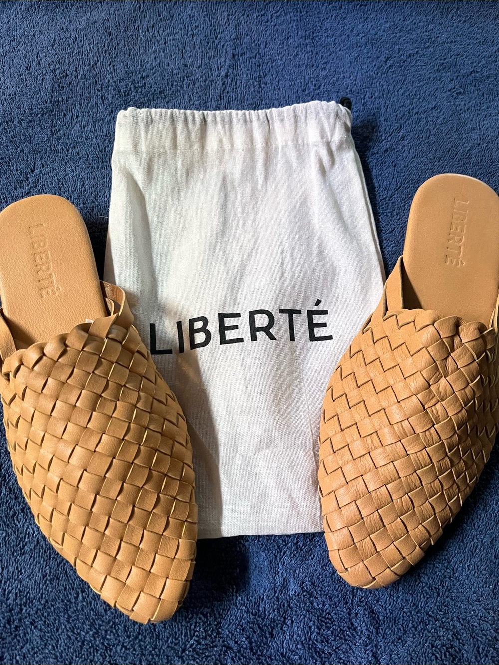 LIBERTÉ Women's Tan Woven Leather Mules